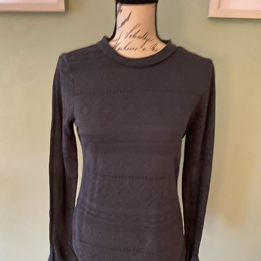 Dark Gray Patterned Long Sleeve Top